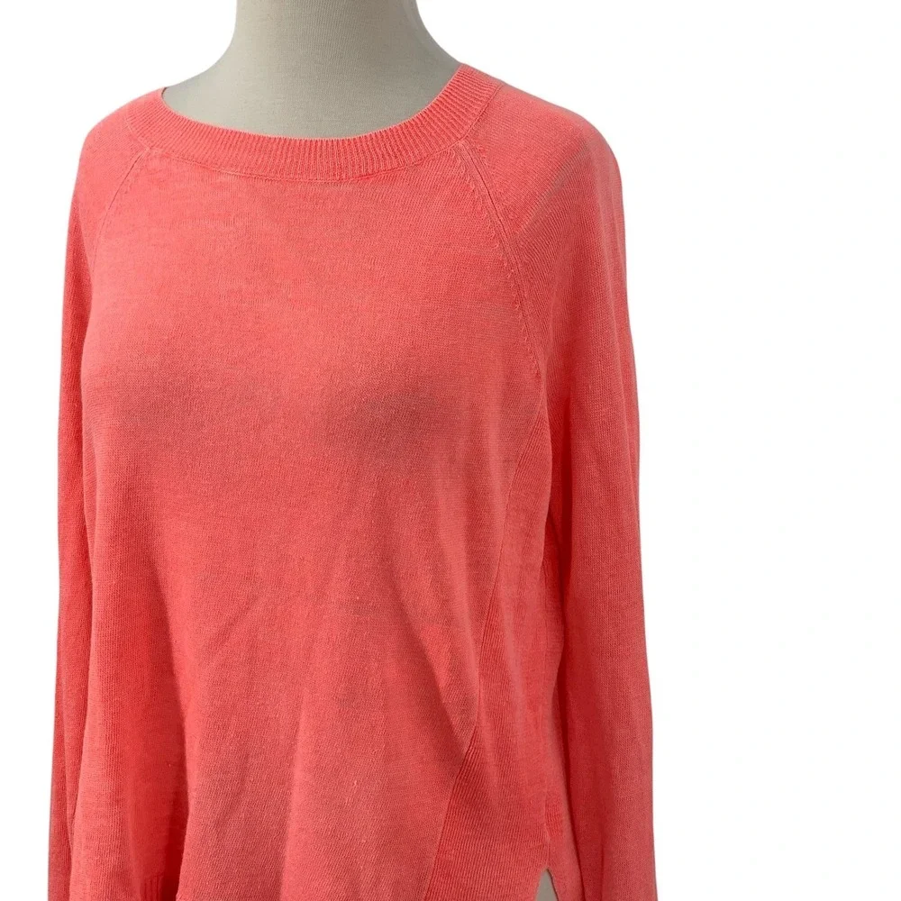 J. Crew Long Sleeve Crew Neck Coral Pink Linen Sweater Pullover Lightweight Sz S